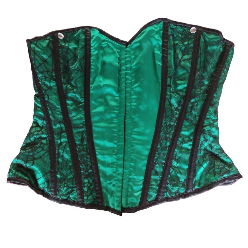 Burleska Green Satin and Lace Corset